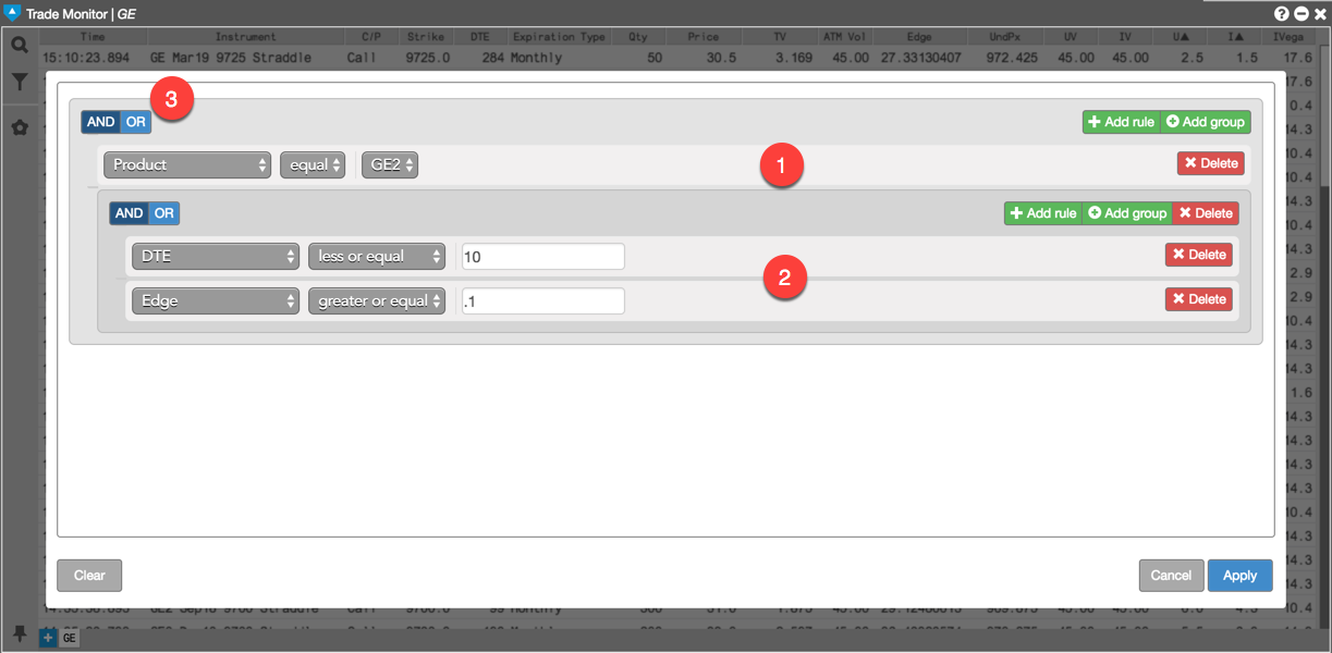 Options Electronic Eye filter to find put options within a delta range and with buy or sell edge opporunities