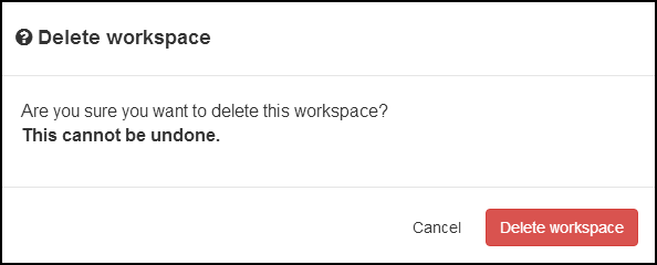 Delete workspace dialog